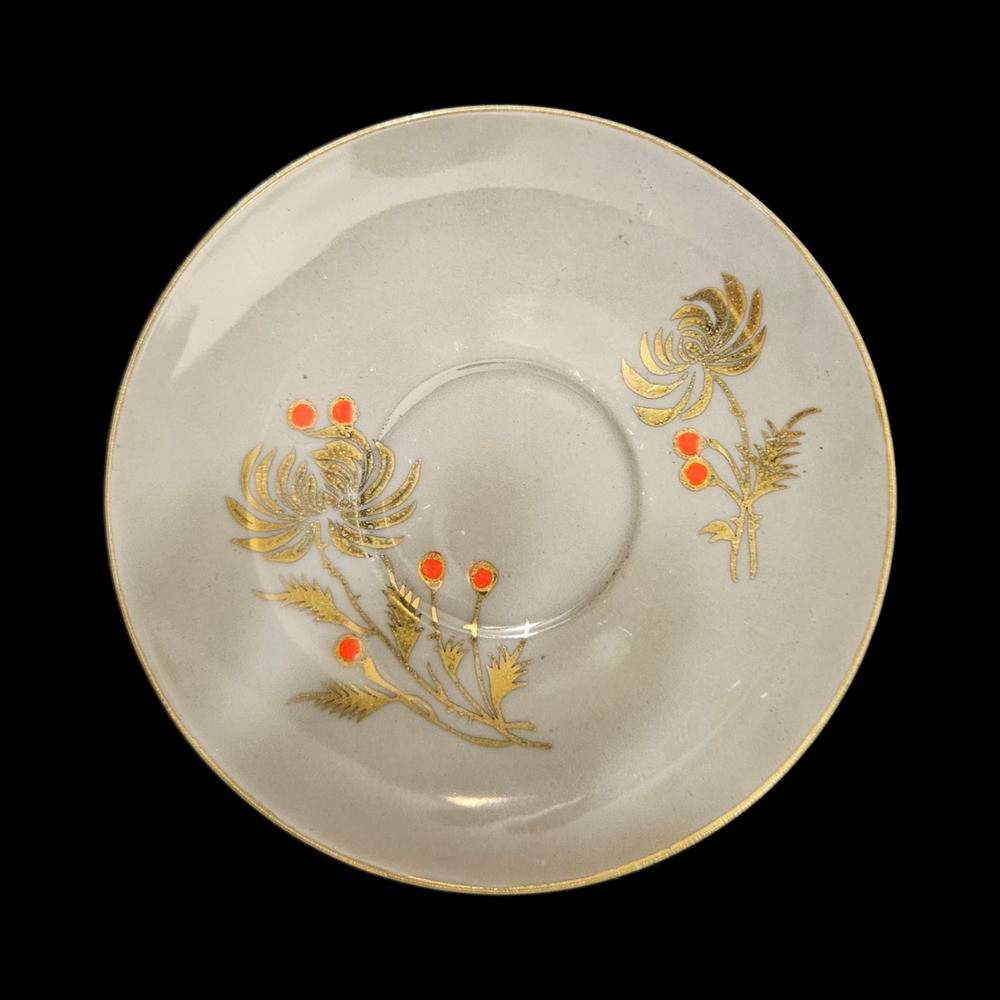 Vintage Chugai China Saucer Gold Floral Red Accent Japan